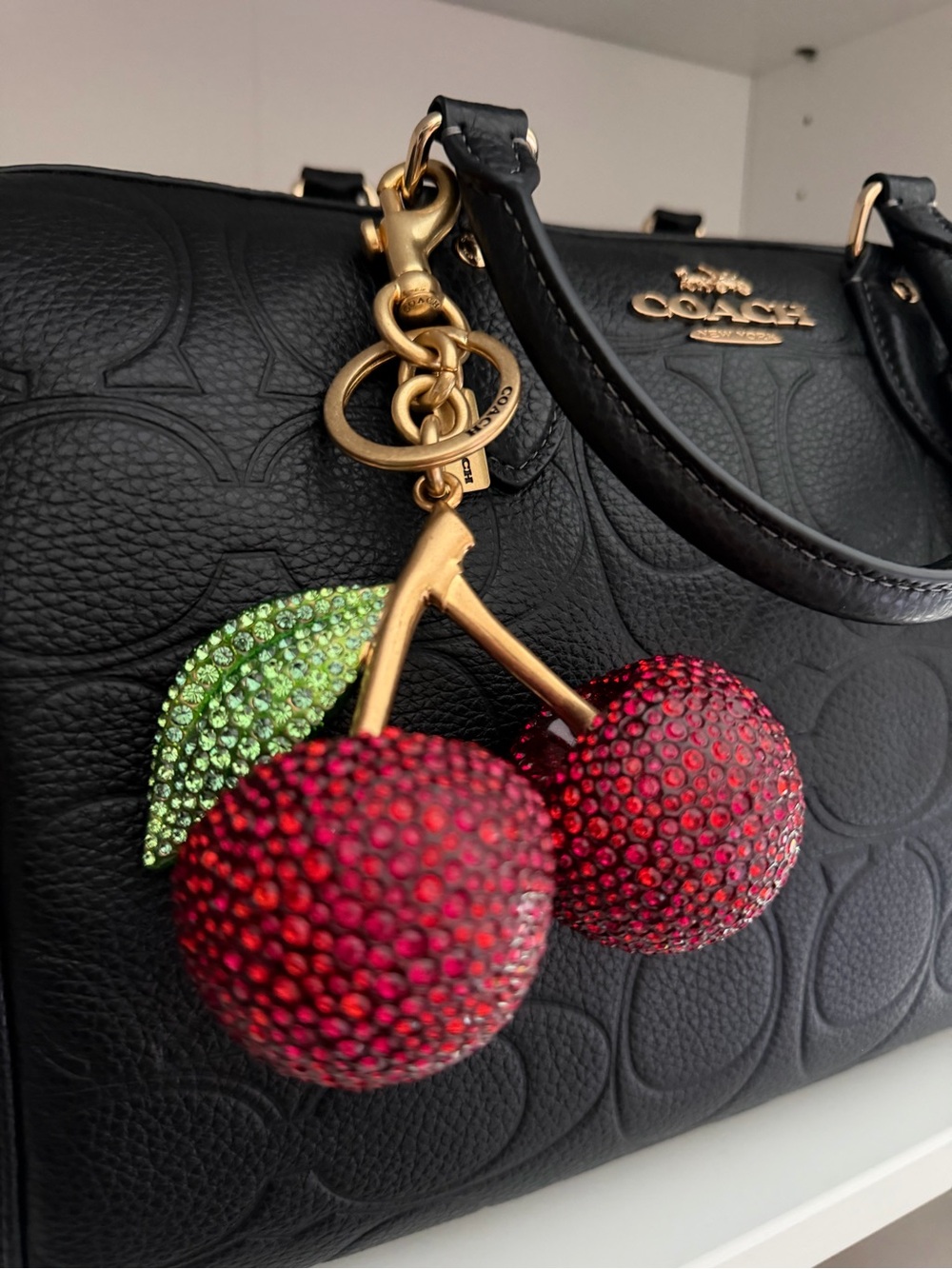 Coach Large Crystal Cherry Charm Orig $295 BEAUTIFUL! 🍒